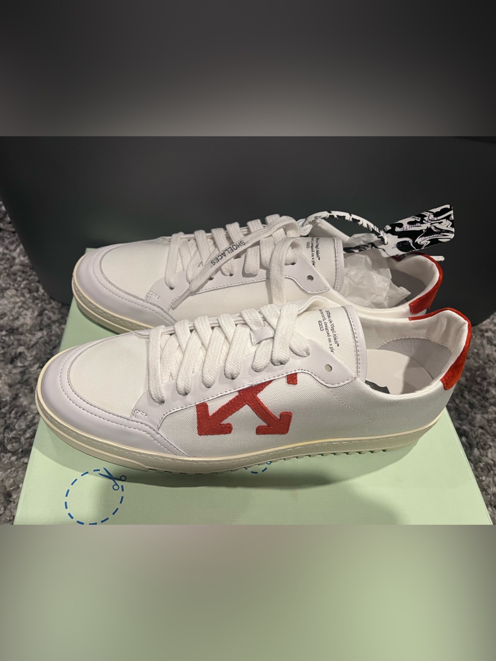 Off-White White Low-Top Sneakers with Red Arrow Motif